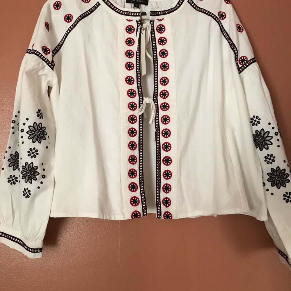 NWT ANTHRO/ RD & KOKO FROMY TIE WHITE EMBROIDERED TOP - Picture 4 of 10
